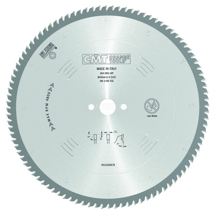 284.096.16P CMT Диск пильный 400x32x4/3,2 6° прямой-трапеция зуб Z=96