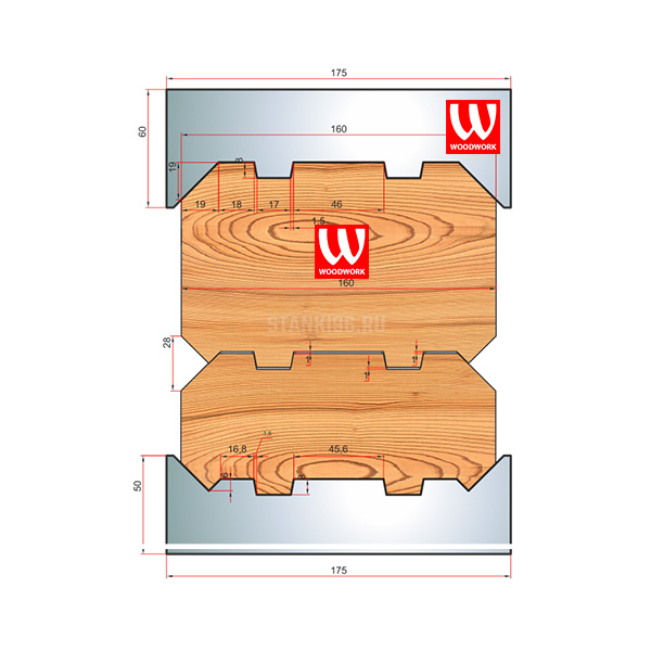 51.1010W Woodwork комплект 8 ножей HSS сталь 175x8 для изготовления строительного бруса 160