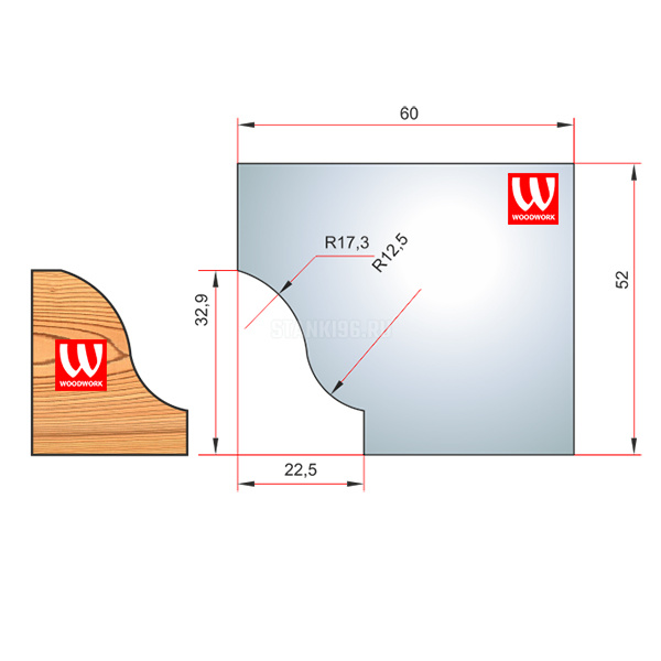 51.1529.2W Woodwork комплект 4 ножей HSS сталь 52x8 для изготовления багета