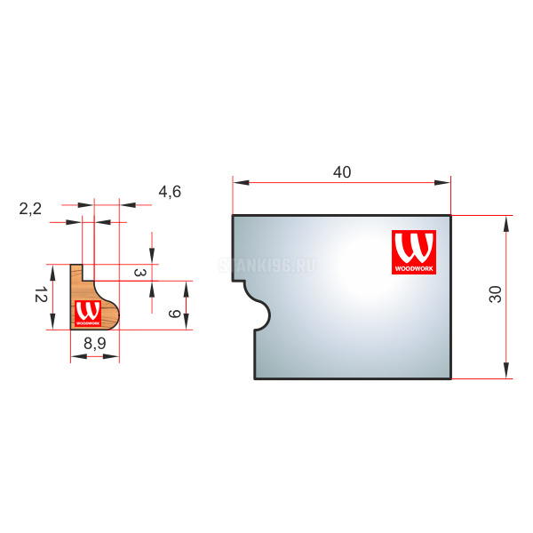 51.2365W Woodwork комплект 4 ножей HSS сталь 30x8 для изготовления багета