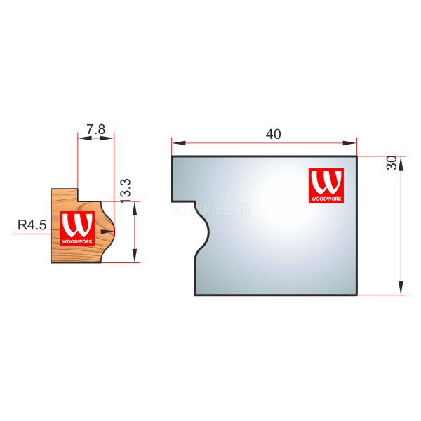 51.2369W Woodwork комплект 4 ножей HSS сталь 30x8 для изготовления багета