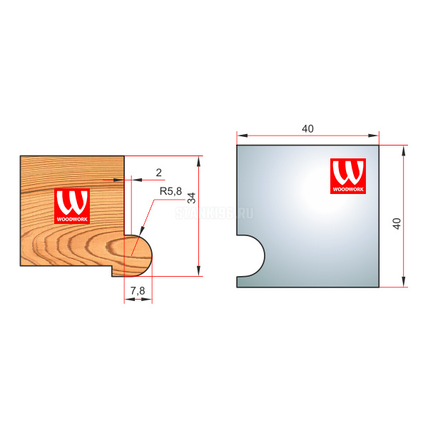 51.2397W Woodwork комплект 4 ножей HSS сталь 40x8 для изготовления багета