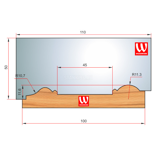 51.2478.1W Woodwork комплект из 4 ножей 110х8 для изготовления обналички