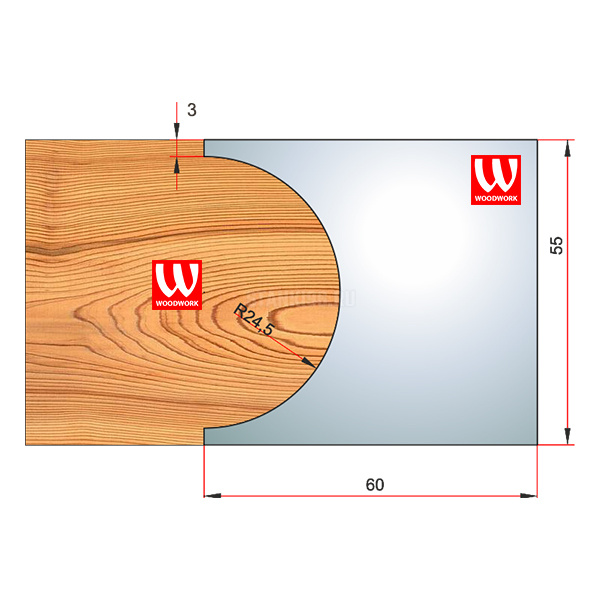 51.2553W Woodwork комплект из 4 ножей 55x8 для изготовления черенка