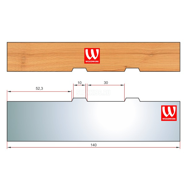 51.26271W Woodwork комплект из 1 ножа 140х3 для изготовления вентиляционного паза