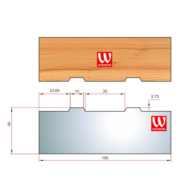 51.2653W Woodwork комплект из 1 ножа для изготовления вентиляционного паза