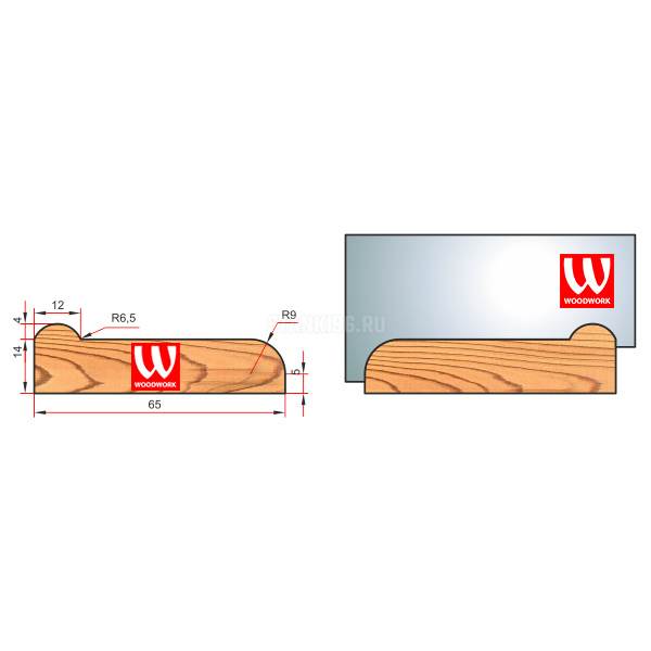 51.2815W Woodwork комплект из 4 ножей 65 для изготовления обналички