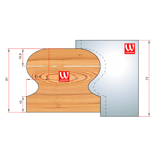 51.2877W Woodwork комплект 4 ножей HSS сталь 73х8 для для изготовления поручня