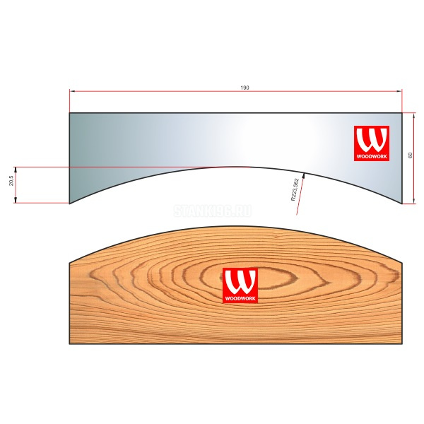 51.2982W Woodwork комплект 4 ножей HSS сталь 190х8 для изготовления Блок Хауса 190