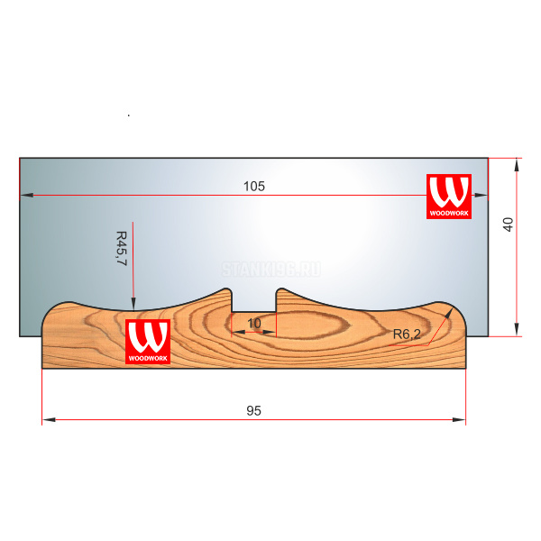 51.3023W Woodwork комплект из 4 ножей 105х8 для изготовления обналички