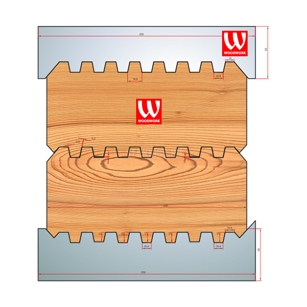 51.3088W Woodwork комплект 8 ножей HSS сталь 230x8 для изготовления строительного бруса 230