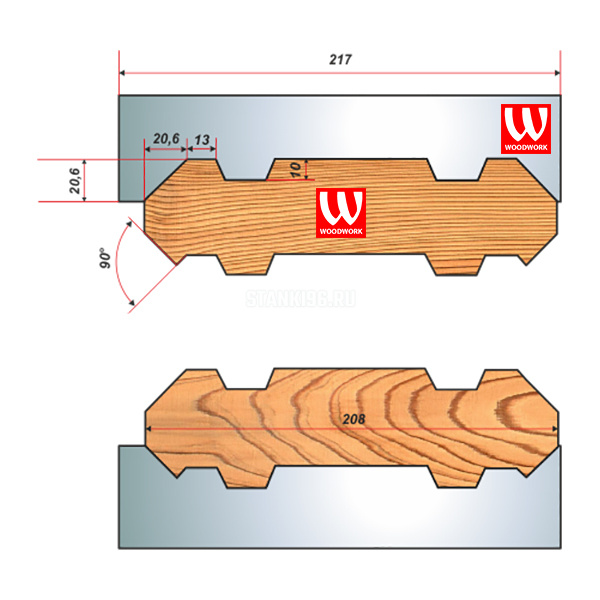 51.3118W Woodwork комплект 8 ножей HSS сталь 217x8 для изготовления строительного бруса 200