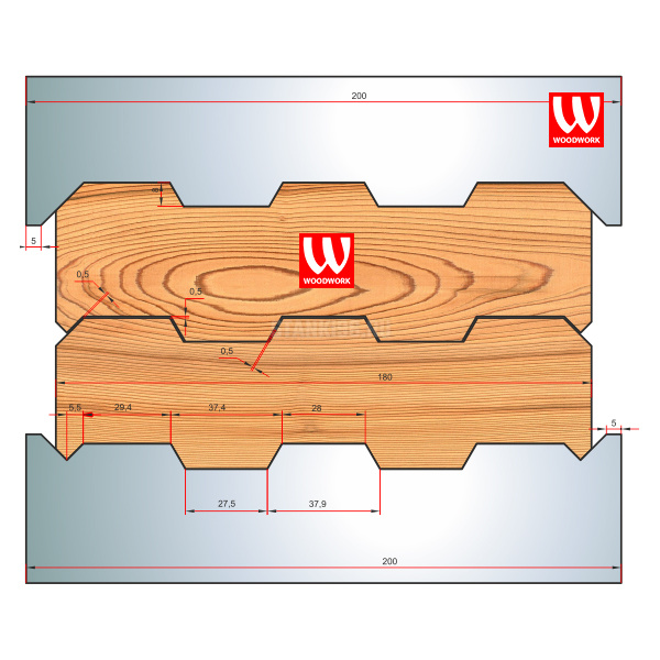 51.3256W Woodwork комплект 8 ножей HSS сталь 200x8 для изготовления строительного бруса 180