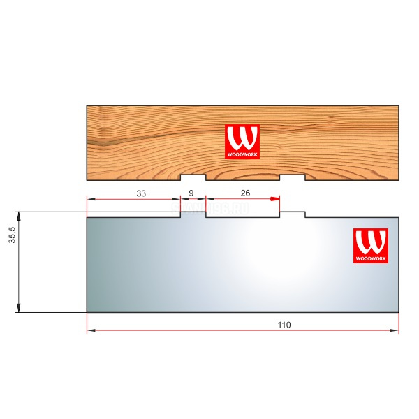 51.3277W Woodwork комплект из 1 ножа 110х3 для изготовления вентиляционного паза