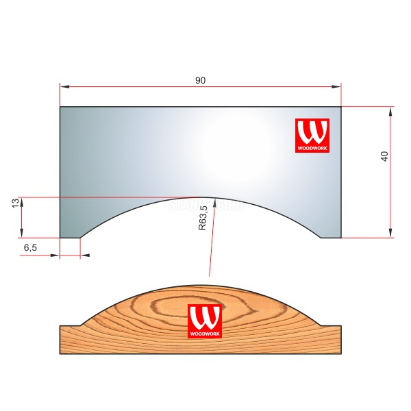 51.3298W Woodwork комплект 4 ножей HSS сталь 90х8 для изготовления Блок Хауса 90