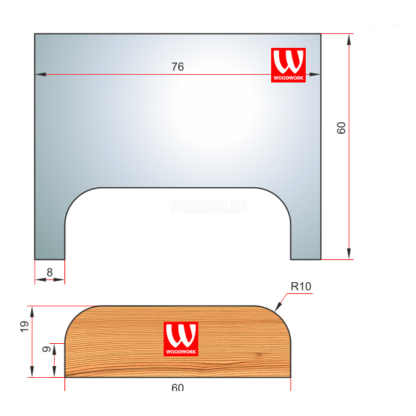 51.3517W Woodwork комплект 4 ножей HSS сталь 76х8 для изготовления обналички