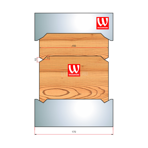 51.3569W Woodwork комплект 8 ножей HSS сталь 170x8 для изготовления строительного бруса 150