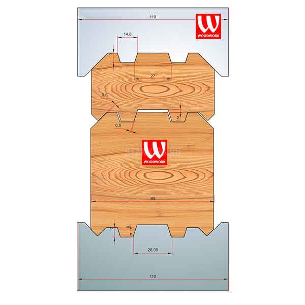 51.3579W Woodwork комплект 8 ножей HSS сталь 110x8 для изготовления строительного бруса 90