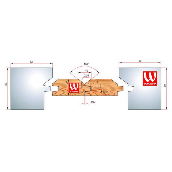 51.3900W Woodwork комплект 8 ножей HSS сталь 50х8 для изготовления имитации бруса