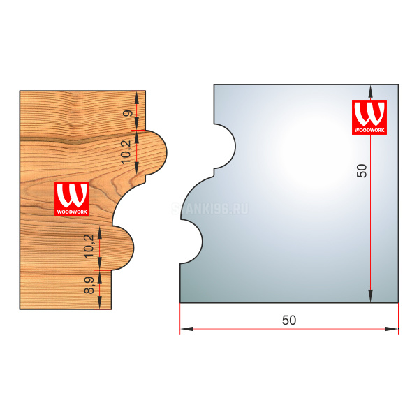 51.4540W Woodwork комплект 4 ножей HSS сталь 50x8 для изготовления багета