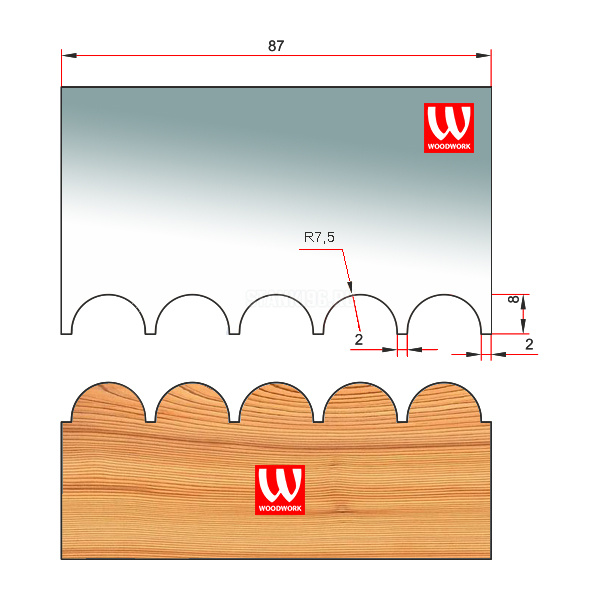 51.4557W Woodwork комплект из 4 ножей 87x8 для изготовления черенка