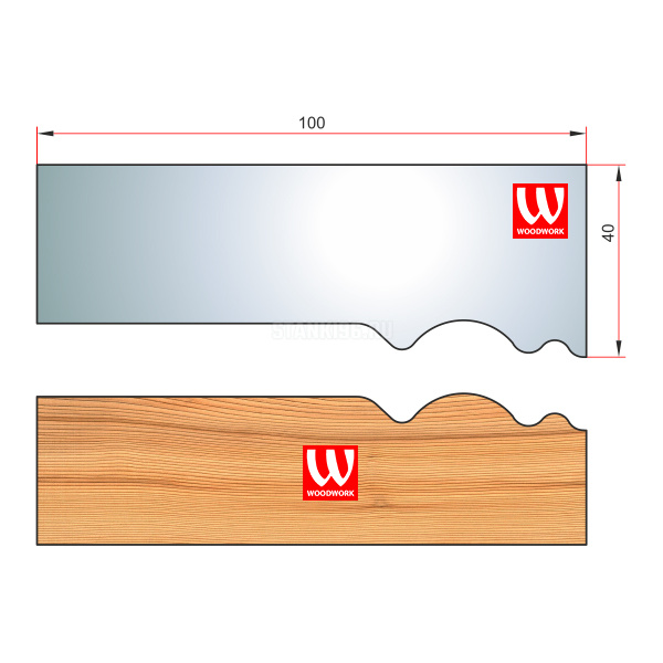 51.4591W Woodwork комплект 4 ножей HSS сталь 100х8 для изготовления обналички