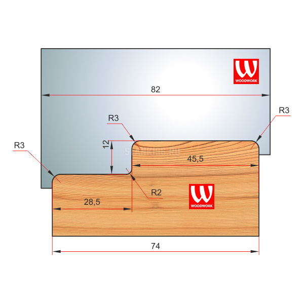 51.4721.2W Woodwork комплект 4 ножей HSS сталь 100x8 для изготовления дверной коробки 74