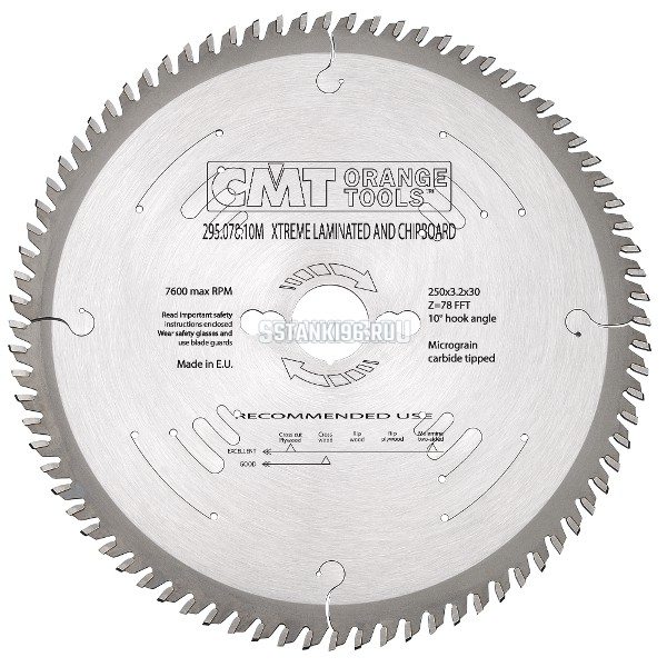 295.078.10M CMT Диск пильный 250x30x3,2/2,2 10° чередующийся прямой-прямой-трапеция зуб Z=78