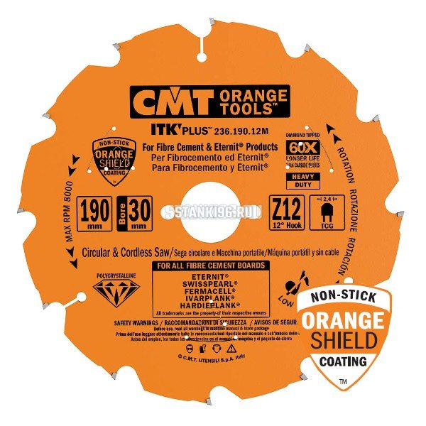 236.216.14M CMT Диск пильный 216x30x2,4/1,8 12° прямой-трапеция зуб Z=14 (алмазный)